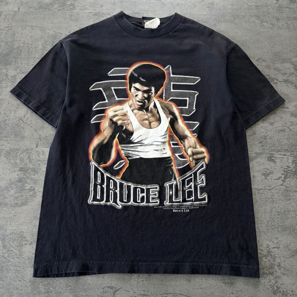 Vintage 1997 Bruce Lee Jeet Kune Do Giant Tag T-Shirt Mens M Black Graphic Tee